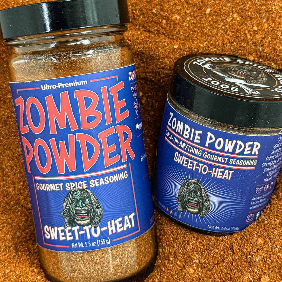 Zombie Spice Rub Co. | Zombie Powder - 8oz Glass Spice Jar | Sweet-to-Heat Flavor That Expands What You Season