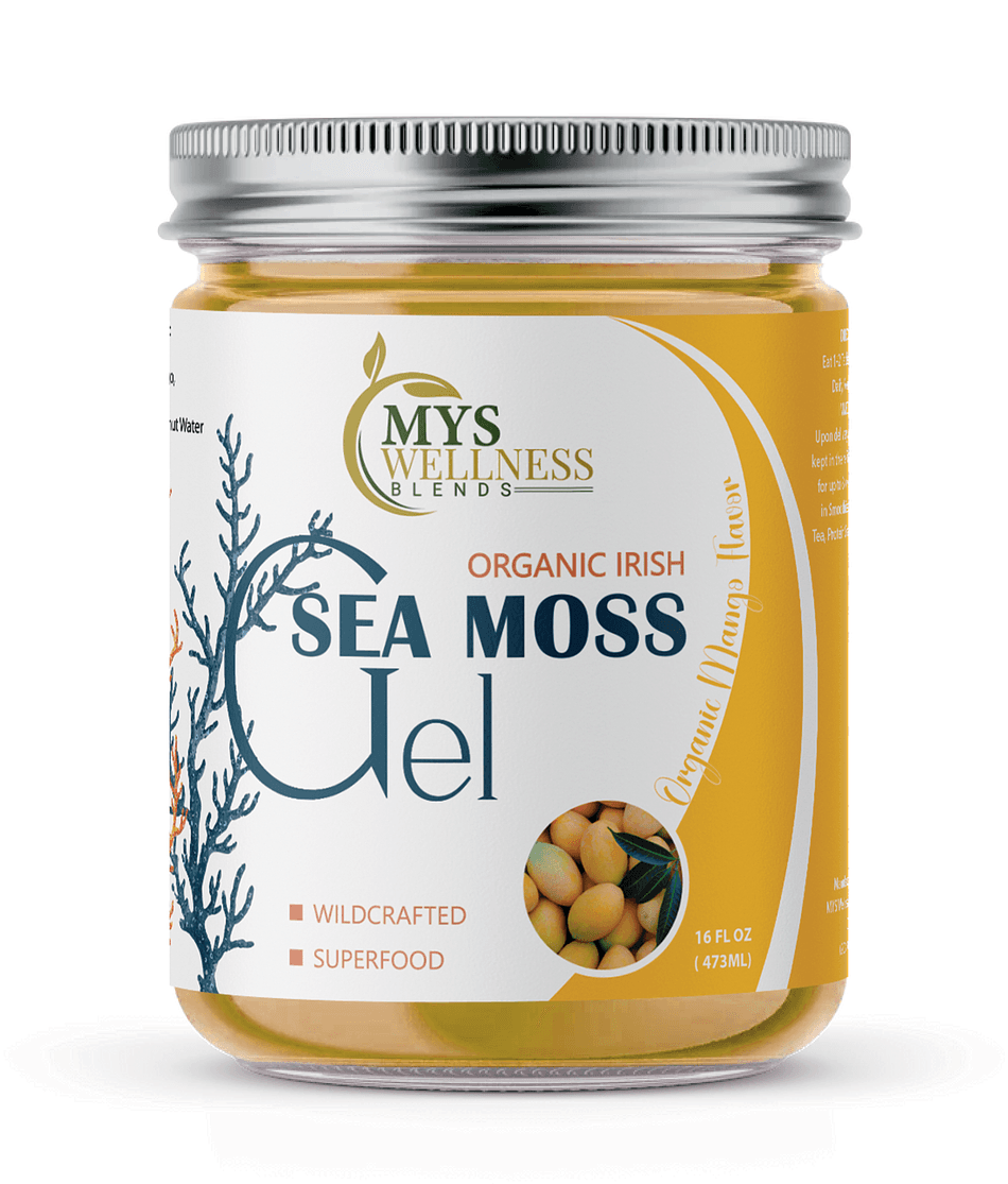 Sea Moss Gel, Wildcrafted St. Lucia Gold Sea Moss & Real Mango, Mineral-Rich Daily Blend, 16 oz Jar
