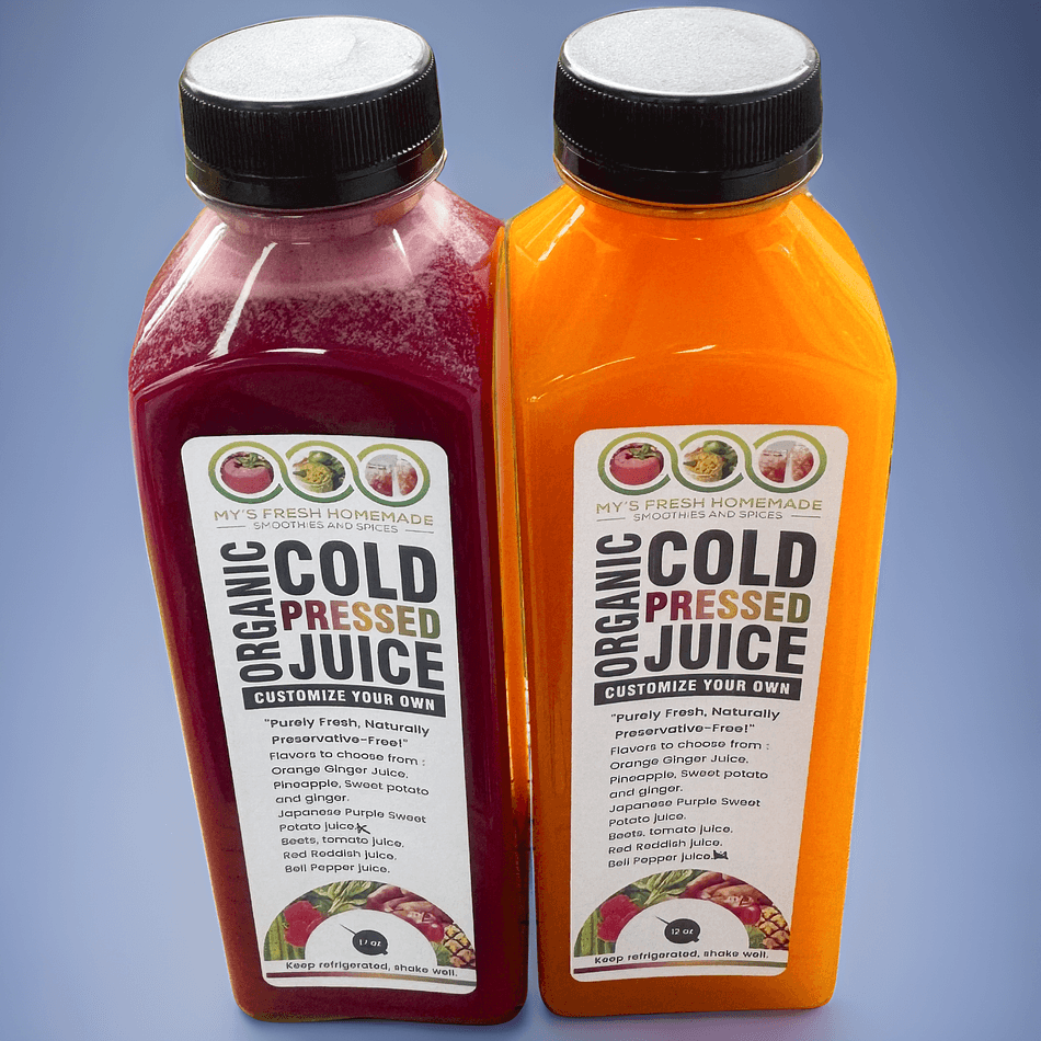 Organic Cold-Pressed Juice Sampler Package 3(12oz) | MY’s Fresh Homemade Smoothies And Spices
