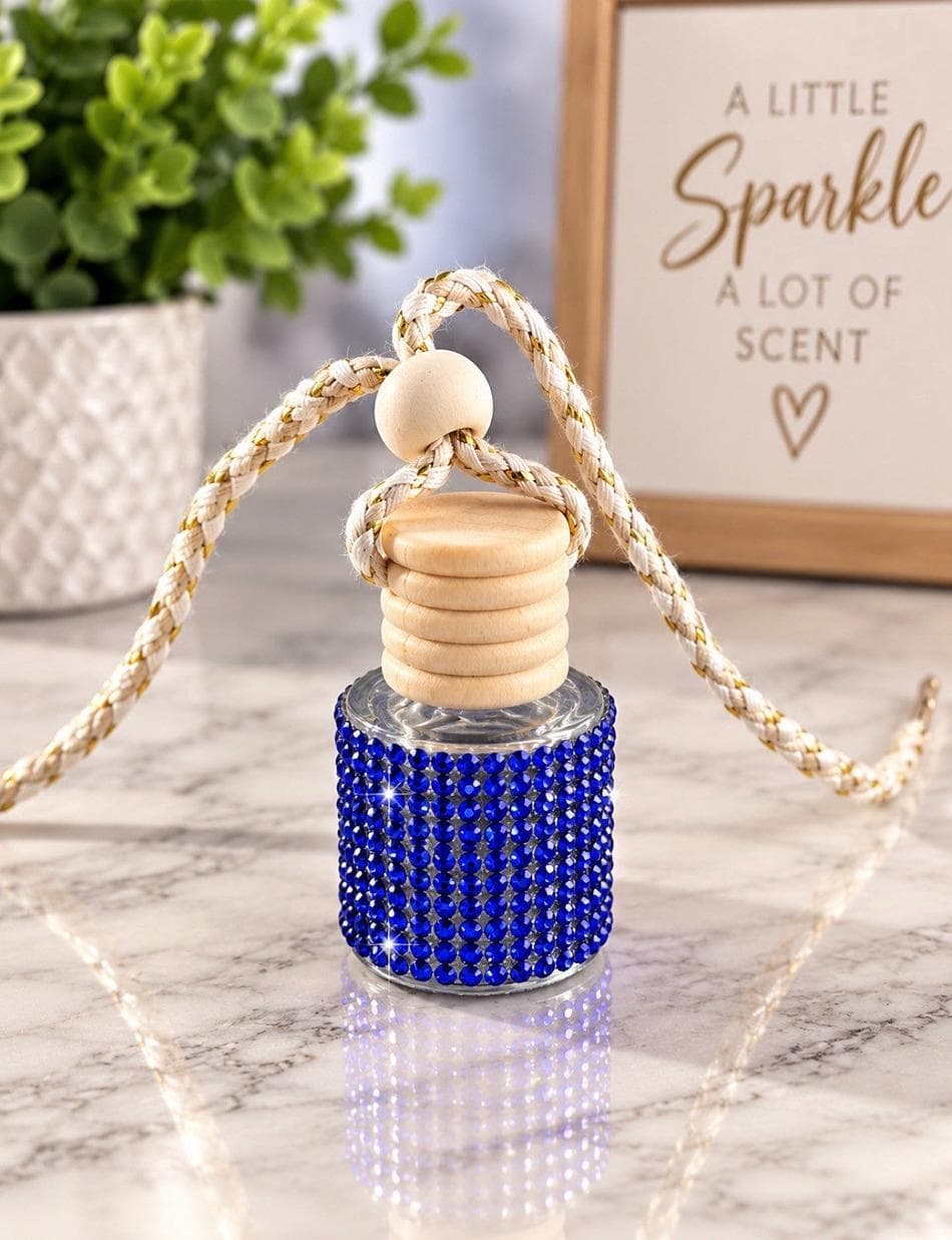 Hanging Car Diffuser, Island Sparkle Scented Fragrance Oil, Glass Bottle, Refillable, 8 mL bottle