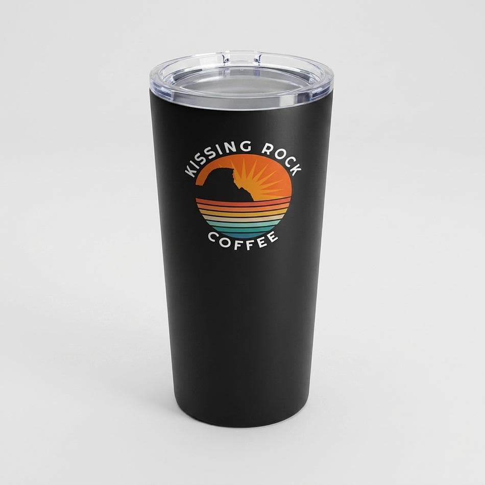 Stainless Steel Coffee Tumbler, 20 oz (0.6L), Spill-Reducing Push-On Lid, Travel Cupholder-Friendly, Black