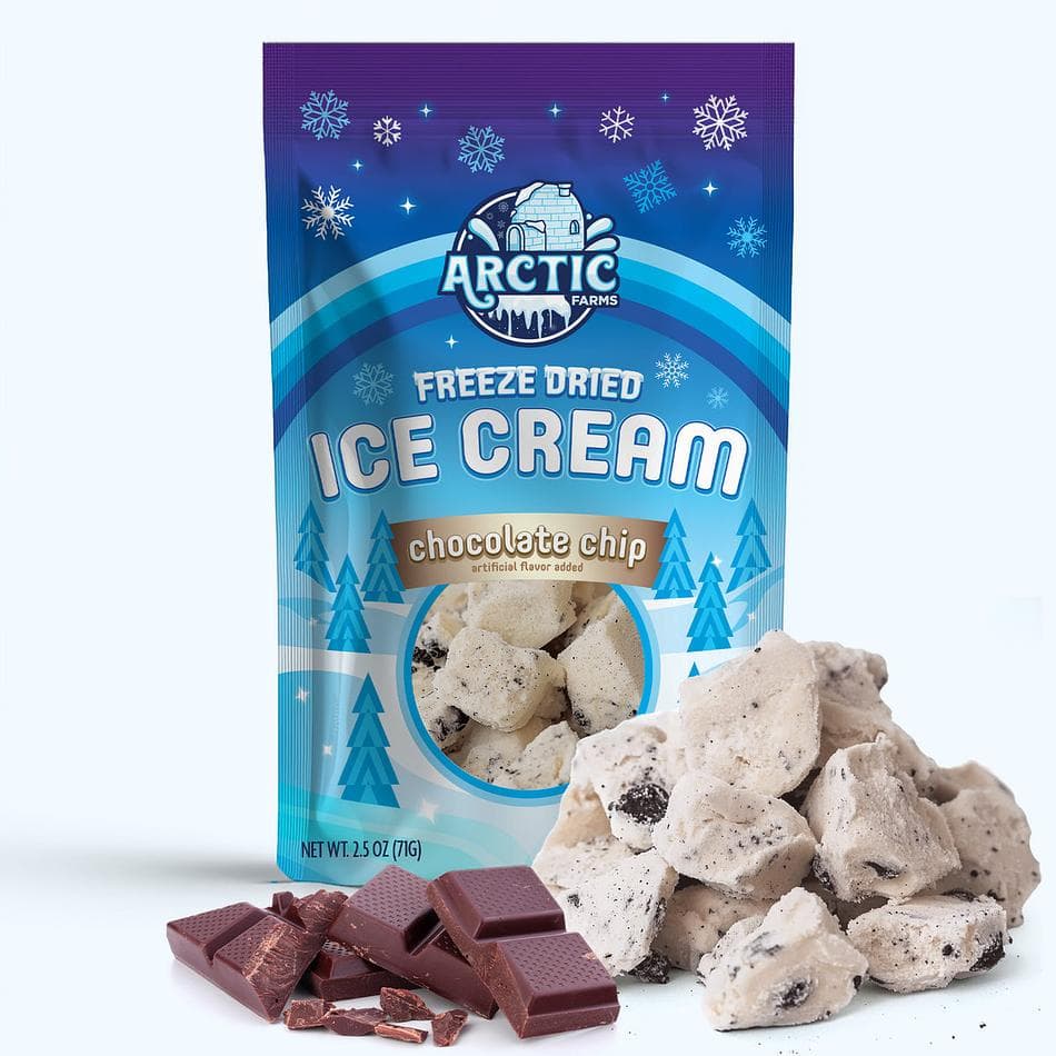Freeze-Dried Ice Cream Bits, Chocolate Chip, No-Melt Crunchy Snack, Shelf-Stable, Large Resealable Bag (2.5 oz)