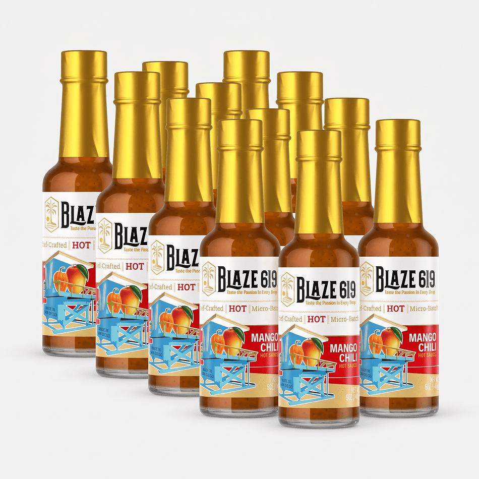 Mango Chili Hot Sauce, Mango & Habanero with Smoked Chipotle, Sweet Heat, 5 oz Bottles, Case of 12