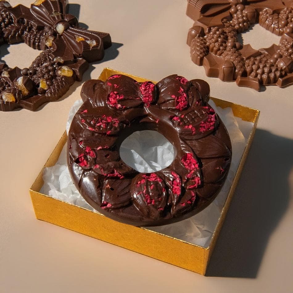 Raspberry 75% Solomon Islands Christmas Chocolate Wreath
