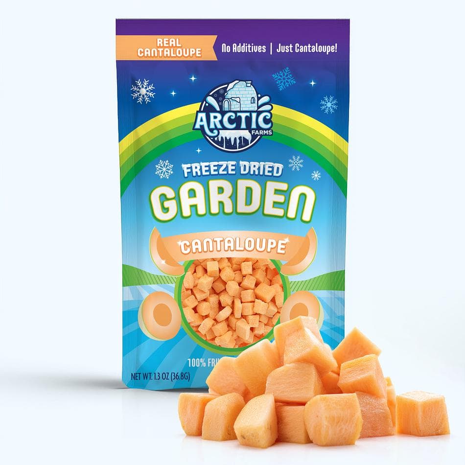 Freeze-Dried Cantaloupe Melon, Sweet Refreshing Crunchy Fruit Snack, Large Resealable Bag (1.3 oz)