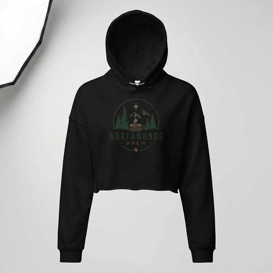 Women’s Cropped Fleece Hoodie, Airlume Cotton & Poly Fleece, Raw Hem, Drop Shoulder, Drawstring Hood, Sizes S–2XL
