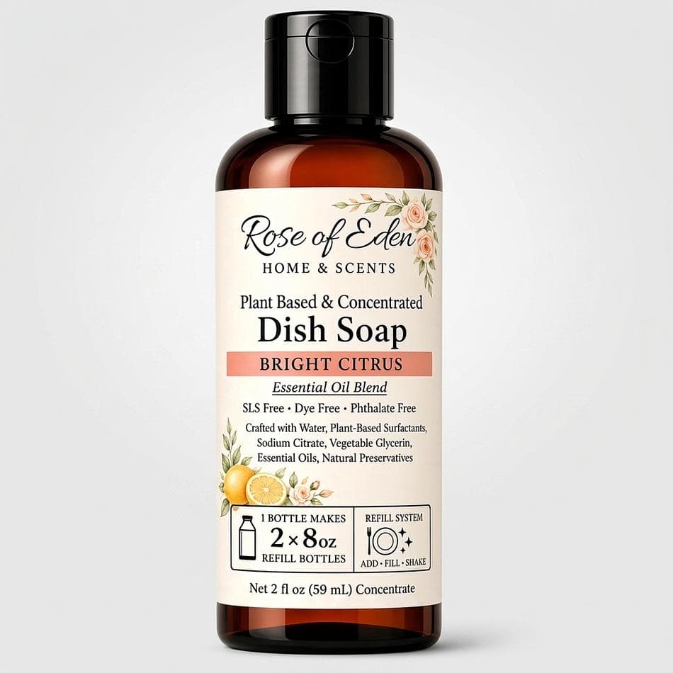 Plant-Based Dish Soap Concentrate, Decyl Glucoside & Cocamidopropyl Betaine, Grease-Cutting Refill, 2 oz Makes 16 oz