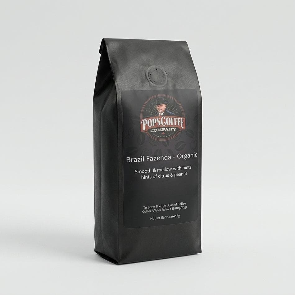 Organic Brazil Coffee Beans, Smooth & Nutty Flavor, Air-Roasted, Low Acid, 1 lb Bag (Whole Bean or Ground)