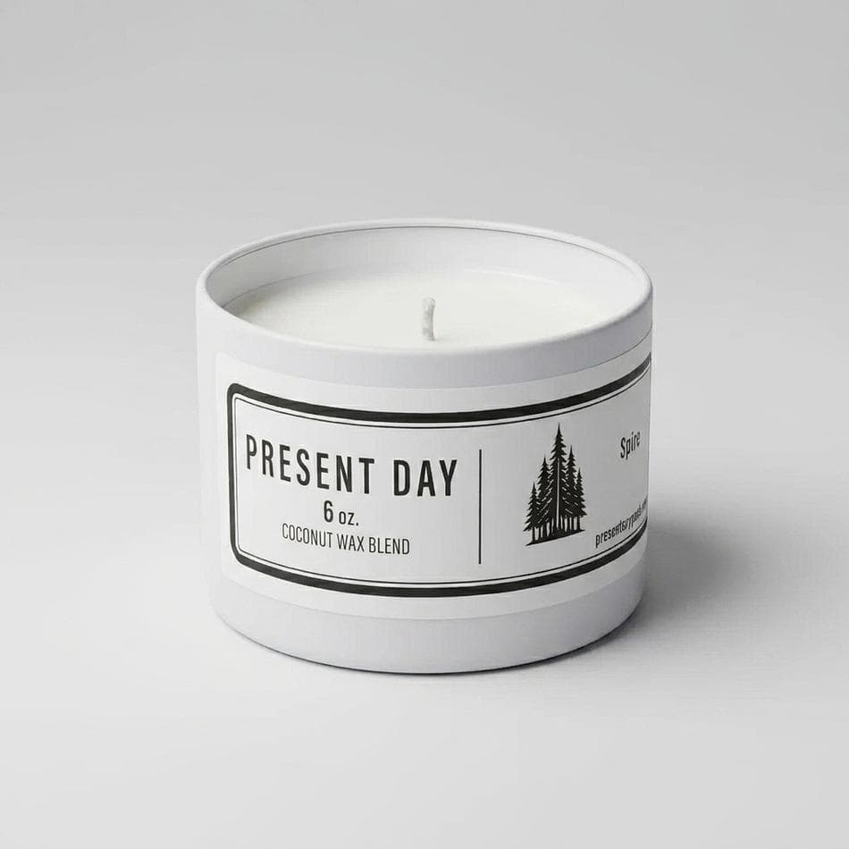 Pine Scented Candle Tin, Coconut Wax, Forest Fresh Throw, 6 oz Gift Tin (Lime, Sage, Cedar, Balsam)