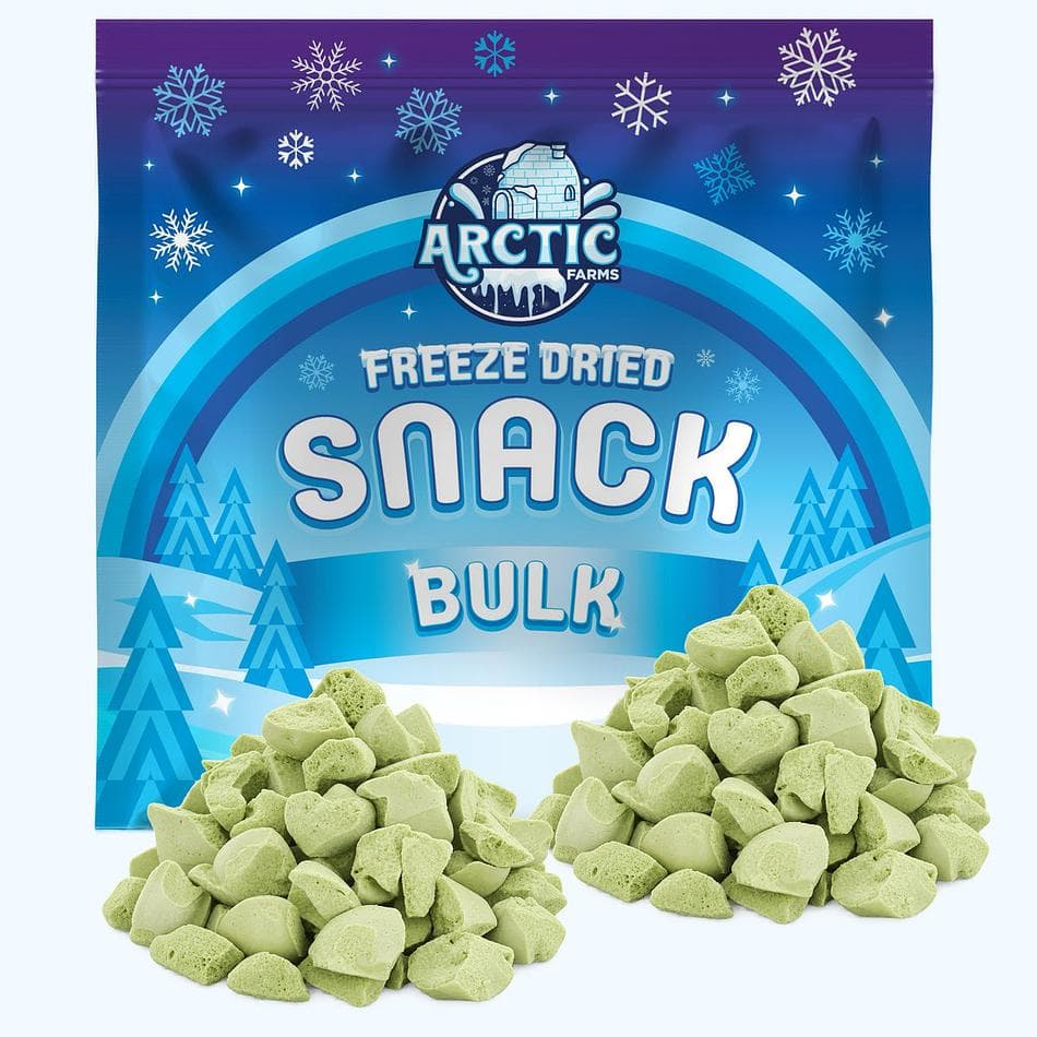 Freeze-Dried Green Tea Ice Cream Bites, Milk & Cream, No-Melt Crunchy Snack, Bulk Bag (1 lb)