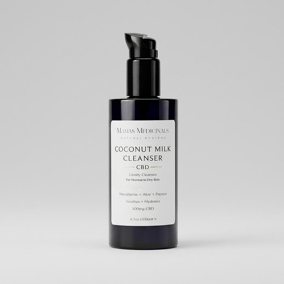 Creamy CBD Facial Cleanser, Coconut & Aloe Vera, Papaya Enzyme Exfoliating Wash, Sensitive Skin, 200 mL