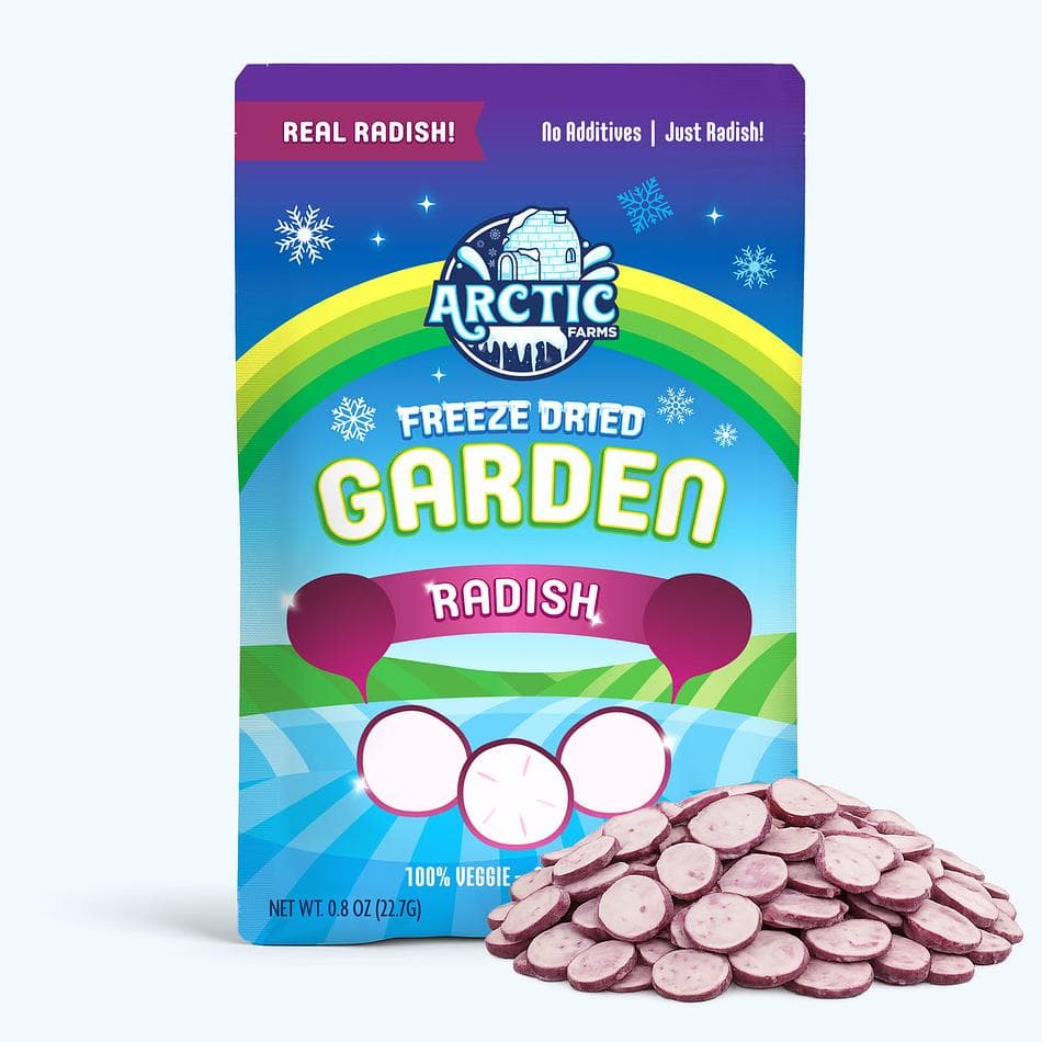 Freeze-Dried Radish Chips, 100% Radish Slices, Peppery Crunch Snack & Salad Topper, No Additives, Large Resealable Bag (0.8 oz)