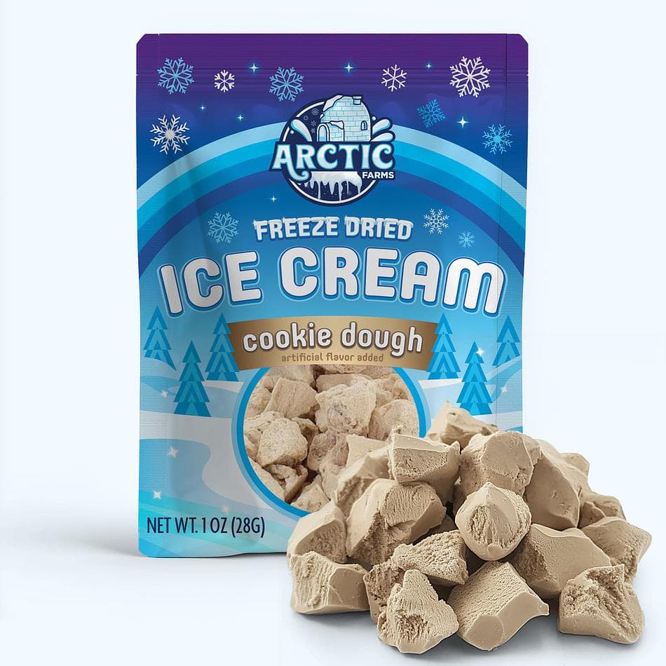 Freeze-Dried Ice Cream Bits, Cookie Dough, No-Melt Crunchy Snack, Shelf-Stable, Resealable Bag (1 oz)