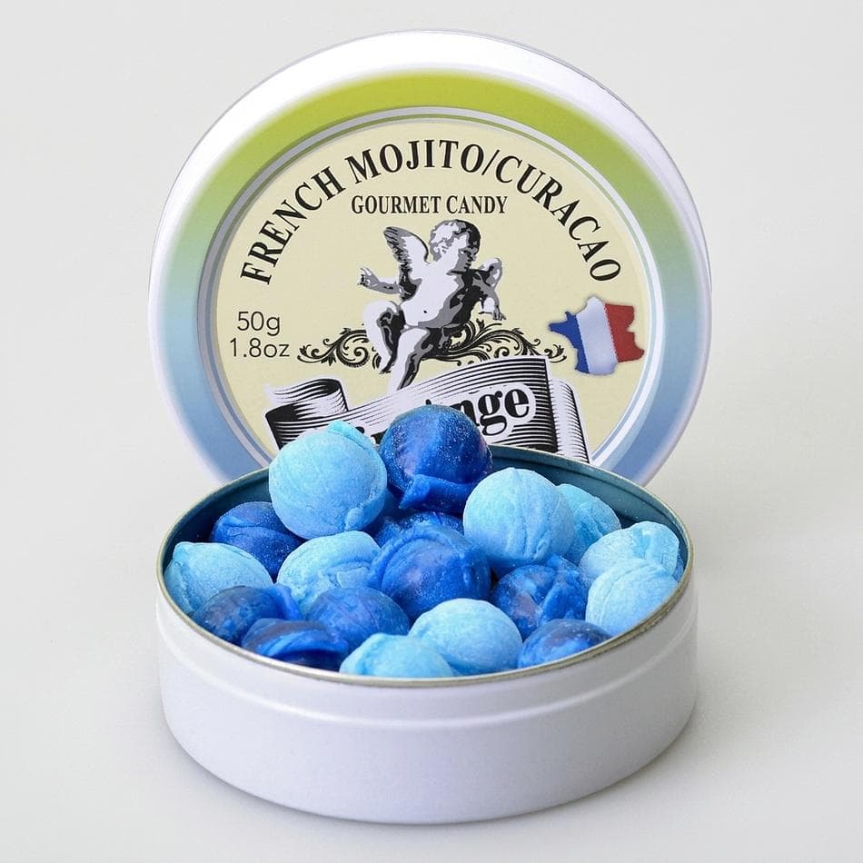 Curaçao Mojito Pastilles, Lime & Mint Flavor, Orange Essential Oil, Metal Tin, 50g