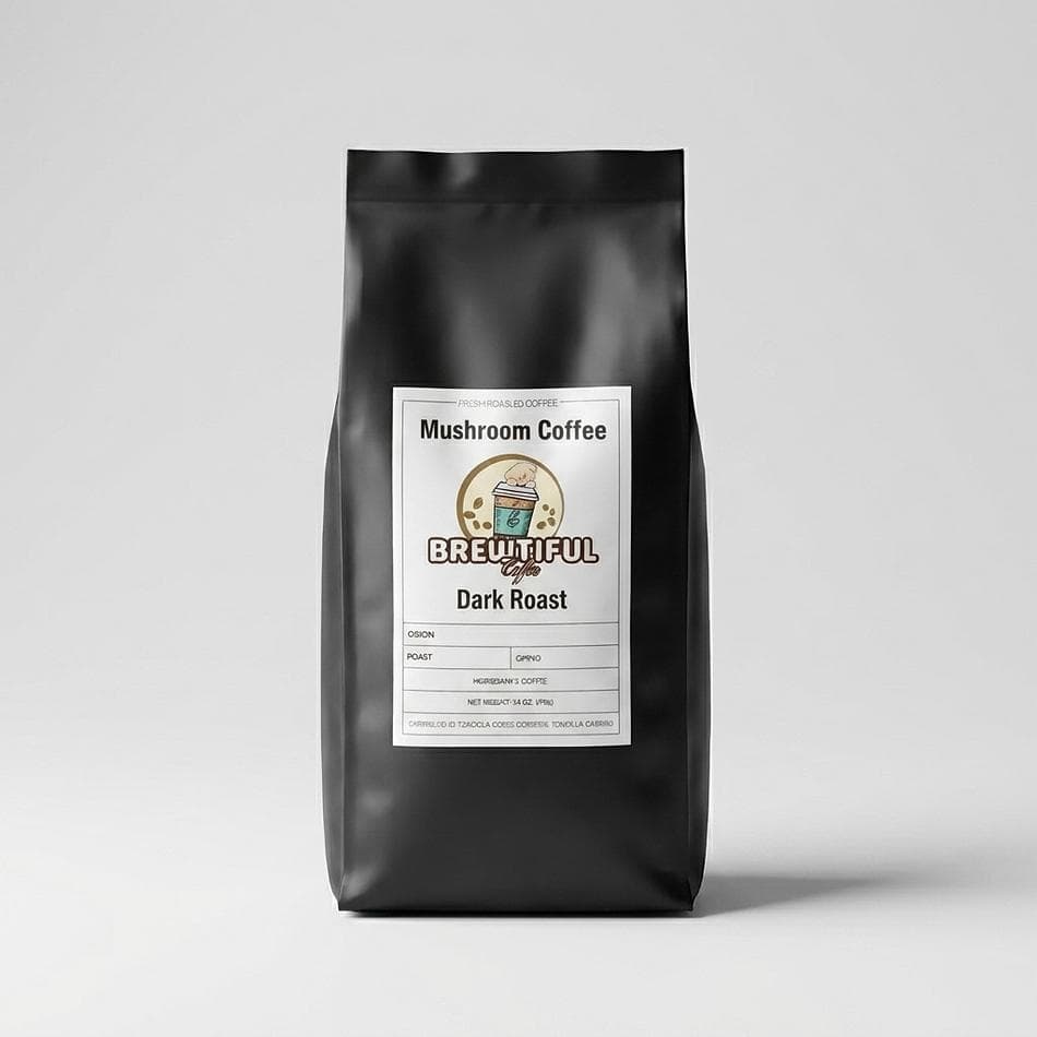 Mushroom Coffee Dark Roast, Lion’s Mane Cordyceps Reishi, Focus & Steady Energy, Ground Coffee, 8 oz Bag