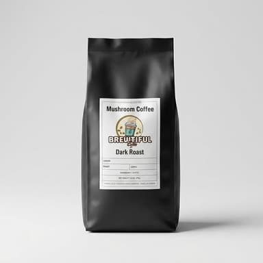 Mushroom Coffee Dark Roast, Lion’s Mane Cordyceps Reishi, Focus & Steady Energy, Ground Coffee, 8 oz Bag