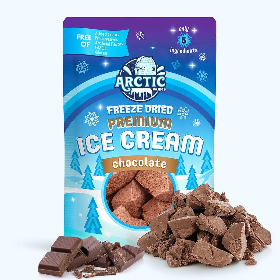 Freeze-Dried Chocolate Ice Cream Bites, Cream & Cocoa, Clean Label 5 Ingredients, Shelf-Stable Snack, Large Resealable Bag (2.5 oz)