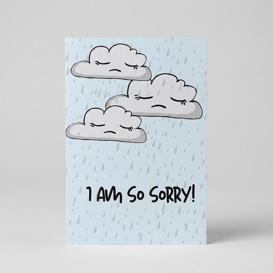 Apology Greeting Card, 100% Recycled Paper, "I Am So Sorry" Message, Blank Inside, A2 Folded Card + Kraft Envelope