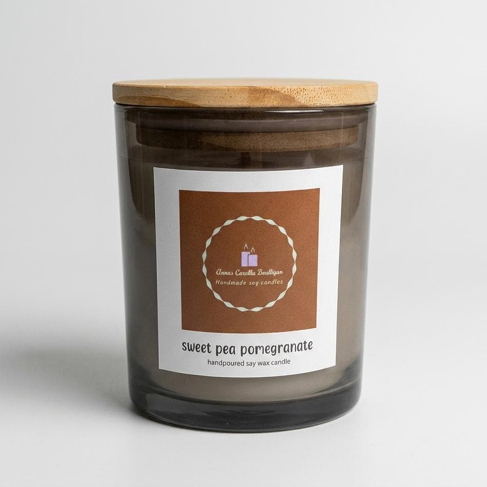 Soy Wax Candle, Sweet Pea & Pomegranate, Fresh Floral Fruity Scent, Clean Burn, Single Jar (Size Not Listed)