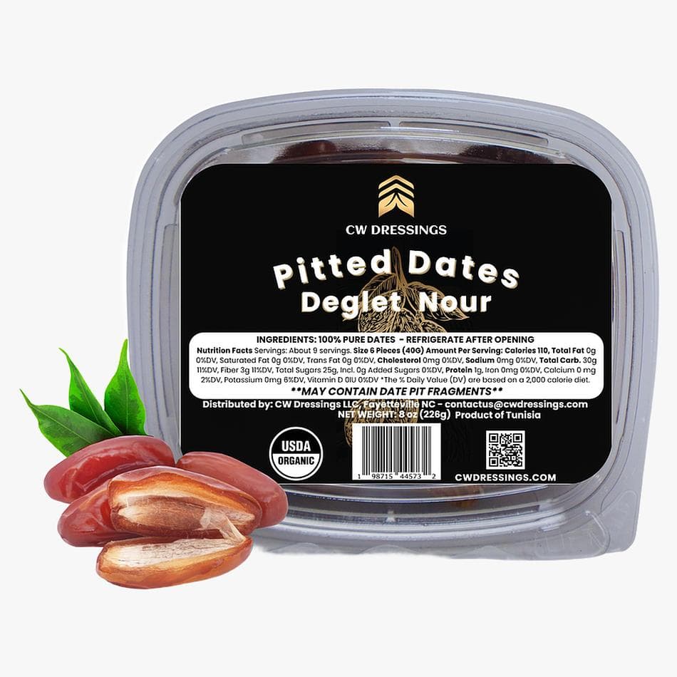 Organic Pitted Deglet Nour Dates, Raw & Unsulfured, Soft Chewy Snack, 8 oz
