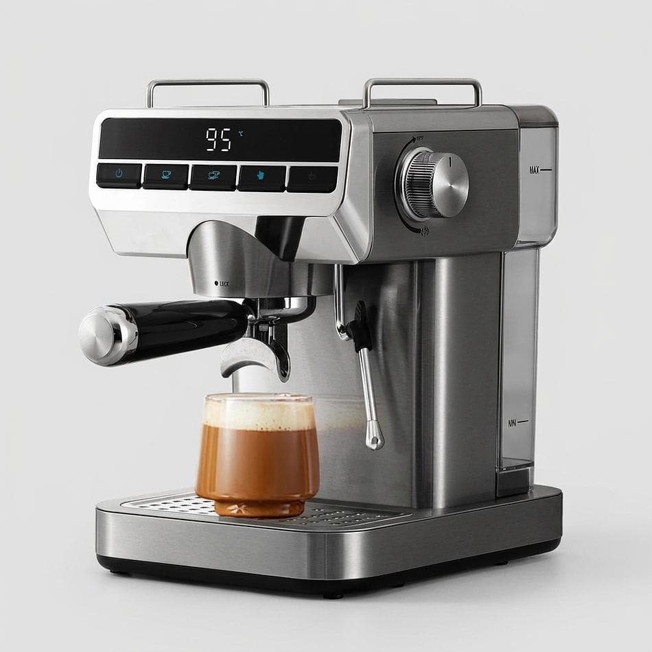 Semi-Automatic Espresso Machine, Metal Housing, 20 Bar Pump, Milk Frother Steam Wand, 1.2L Removable Tank, Stainless Steel