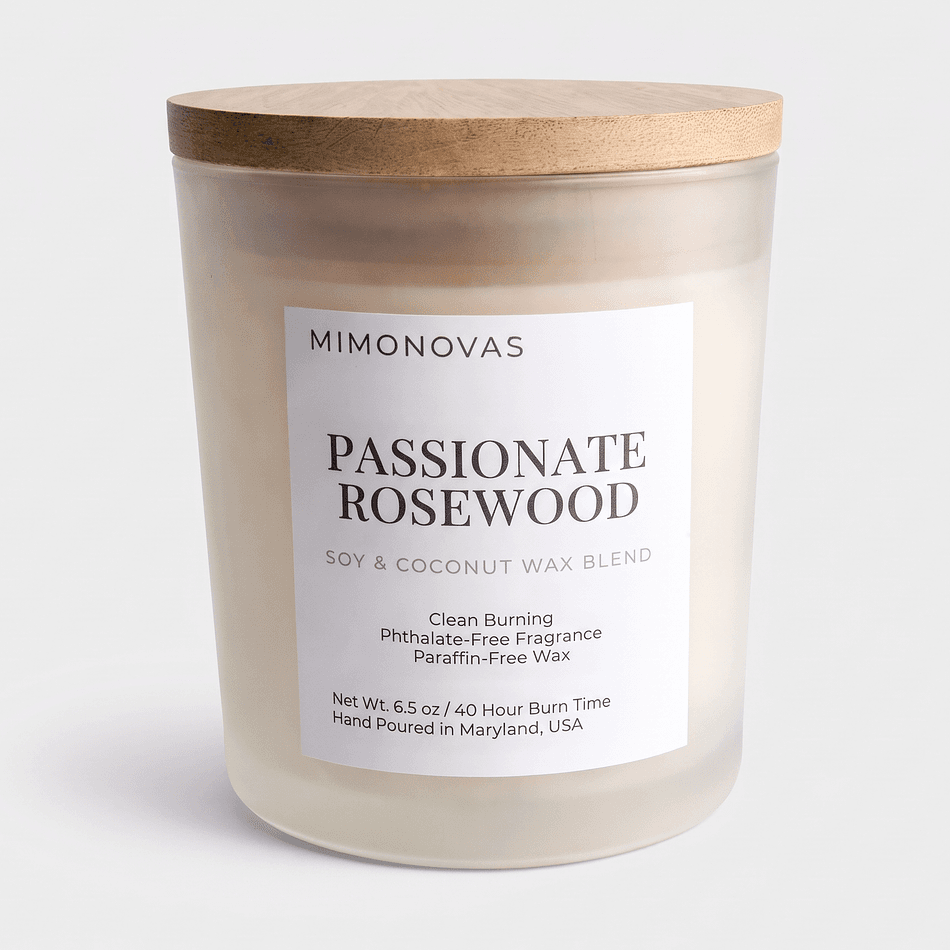 Rosewood Scented Candle, Soy & Coconut Wax Blend, Clean-Burning Home Fragrance, 8.5 oz Jar Candle