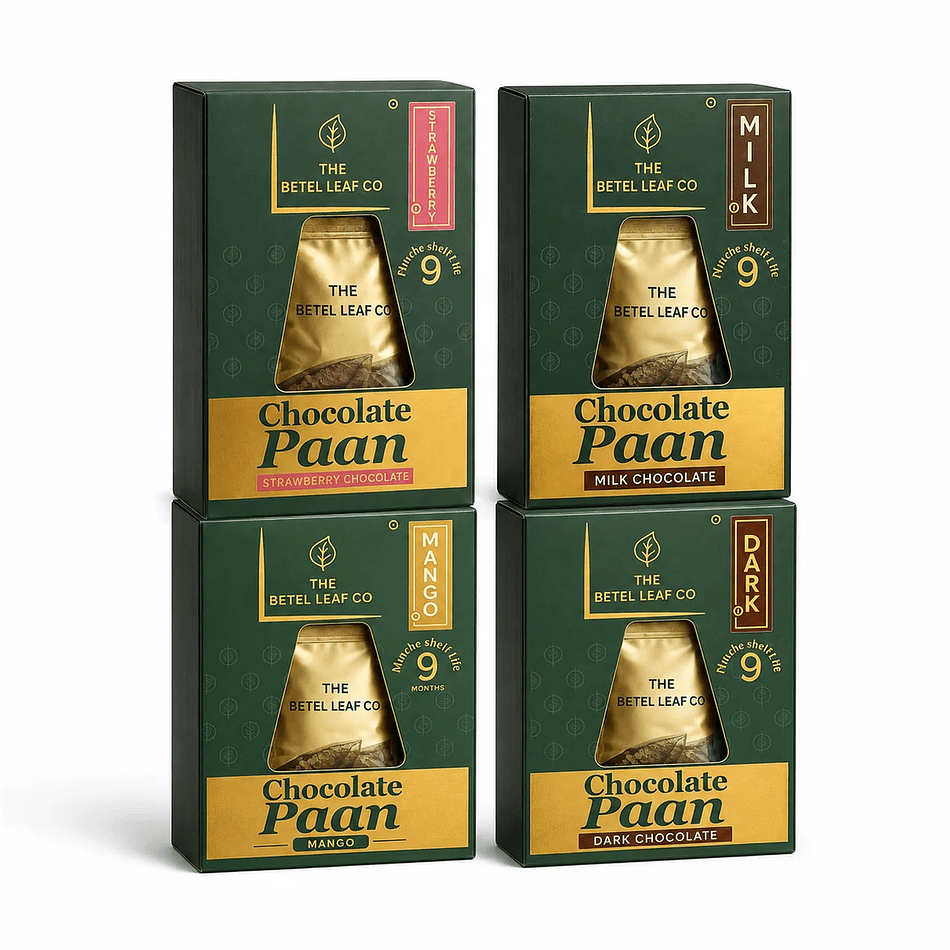 Paan-Filled Chocolate Triangles, Milk Dark Mango Strawberry, Variety Pack, 4 x 40g (160g)