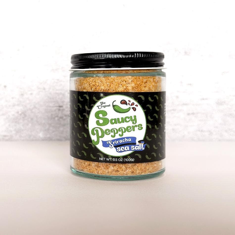 Sriracha Infused Flake Sea Salt, Habanero & Garlic Heat, Finishing Salt Seasoning, 3.5 oz Jar