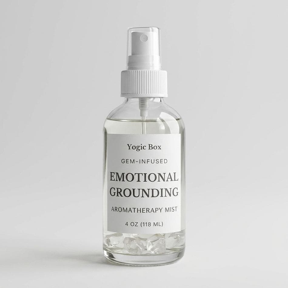 Crystal-Infused Aromatherapy Linen & Room Spray, Essential Oils, Emotional Grounding & Calm, 4 oz (118 ml) Mist