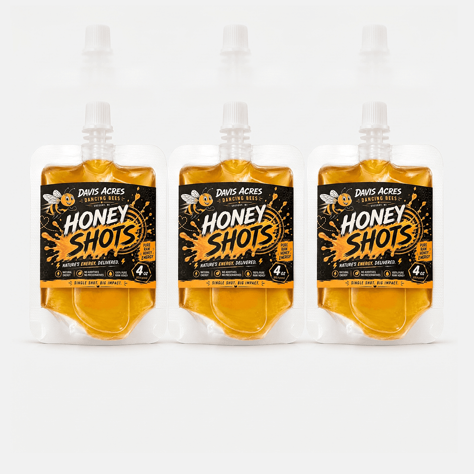 Raw Honey Squeeze Pouches, Pure Raw Honey, Quick Energy On-The-Go, Reusable 4 oz Pouches, 3-Pack (12 oz Total)