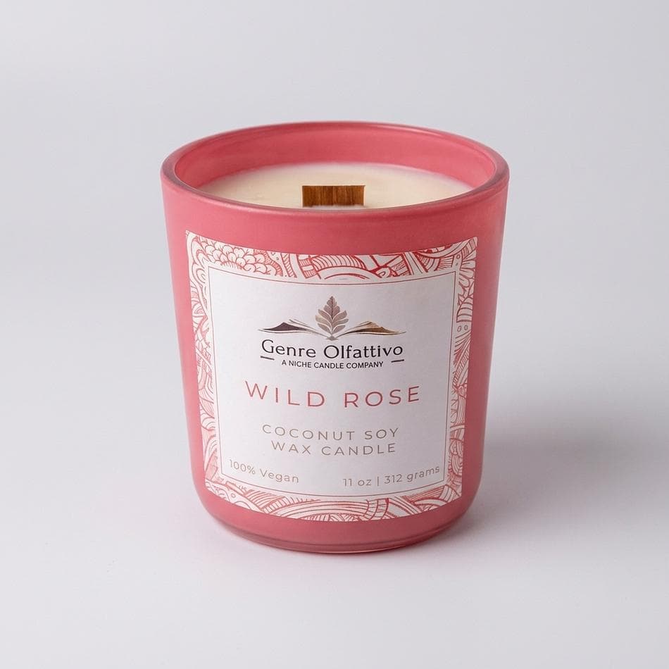 Wild Rose Scented Candle, Bergamot Rose & Musk, Clean Coconut Soy Wax, Matte Magenta Jar, 12 oz