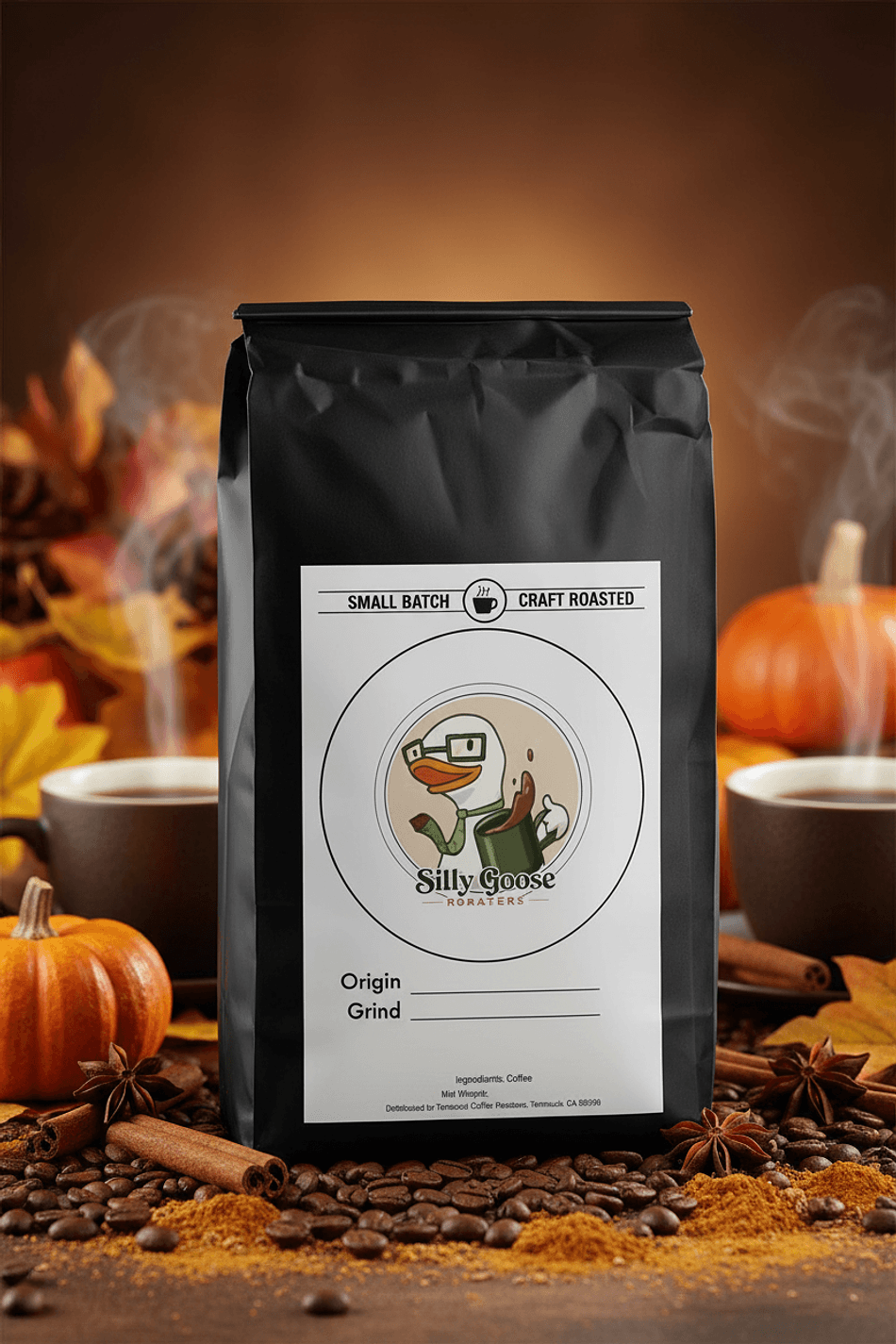 Pumpkin Spice Flavored Coffee, Arabica Beans, All Natural Flavoring, Medium Roast, Cinnamon & Nutmeg Notes, 12oz Bag. ***LET US KNOW IF YOU PREFER WHOLE BEAN OR STANDARD GRIND***