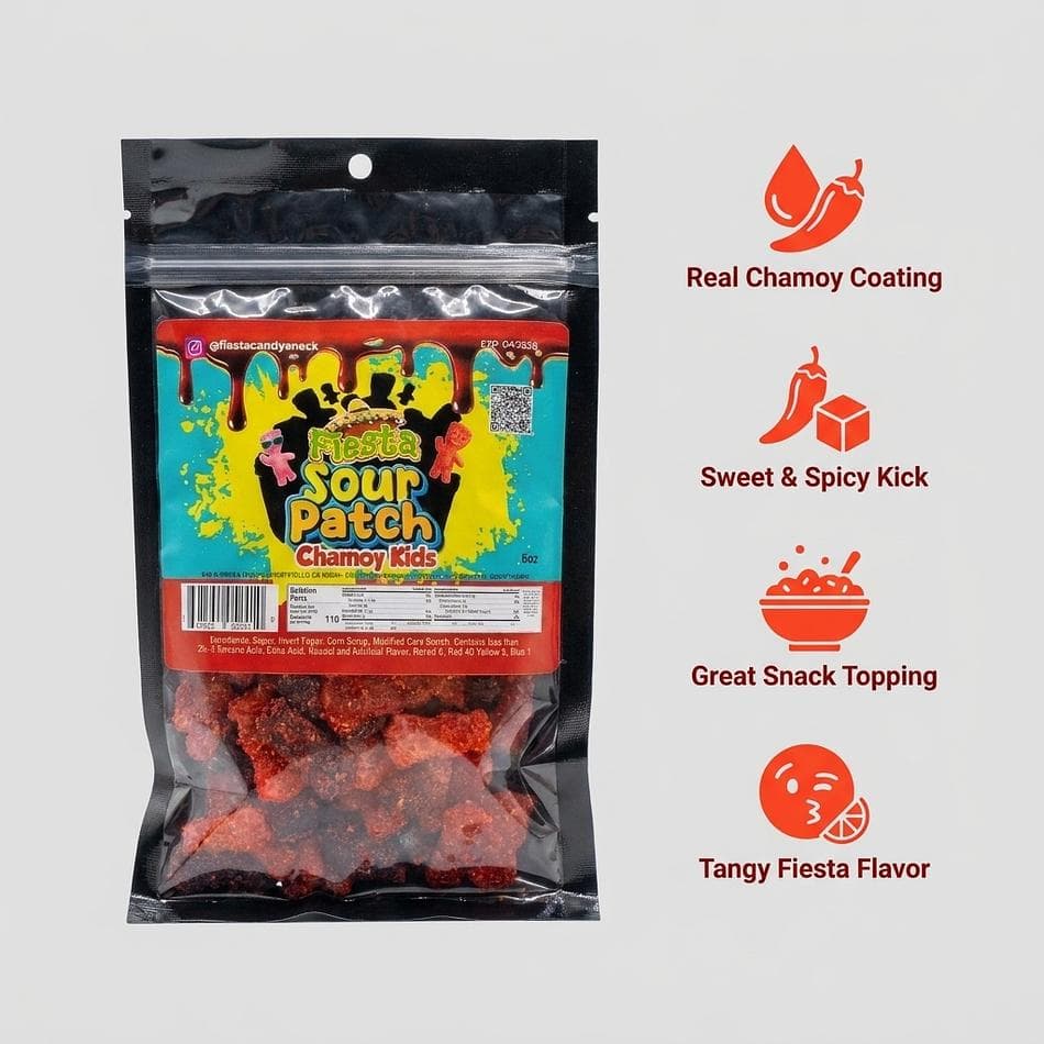 Chamoy Sour Gummy Candy, Sour Patch Kids, Sweet & Spicy Coated Gummies, Party Snack Topping