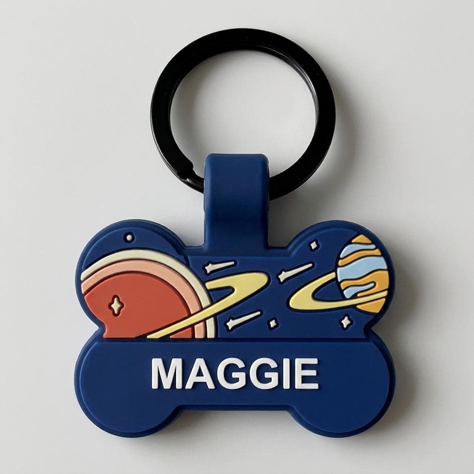 Smart Pet ID Tag, Premium Silicone, Space Design, GPS Found Alerts, Bone Shape, Waterproof Battery-Free, 1 Tag