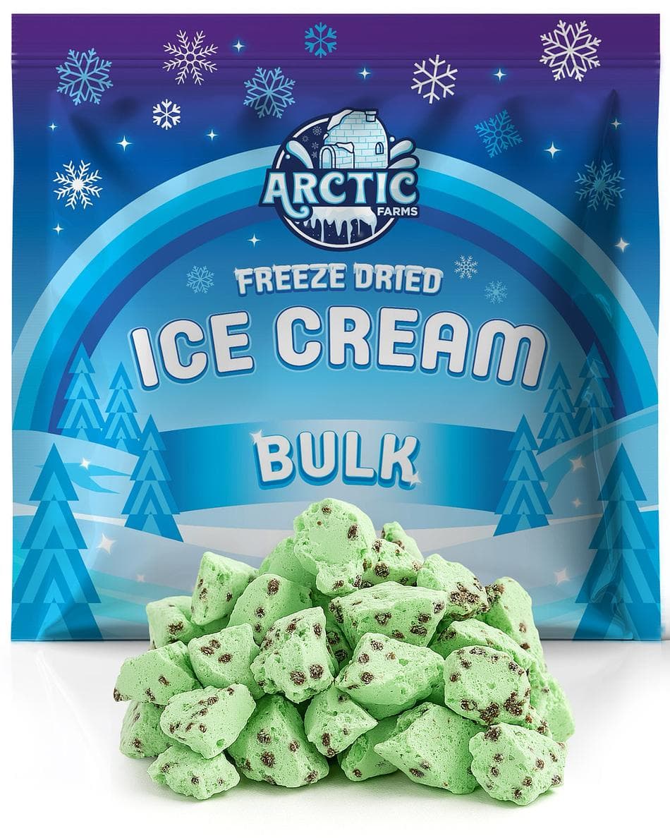 Freeze-Dried Dubai Style Ice Cream, Exotic Pistachio with Chocolate Chip Crunch, Ready-to-Eat Gourmet Dessert, Bulk Bag (1 lb)