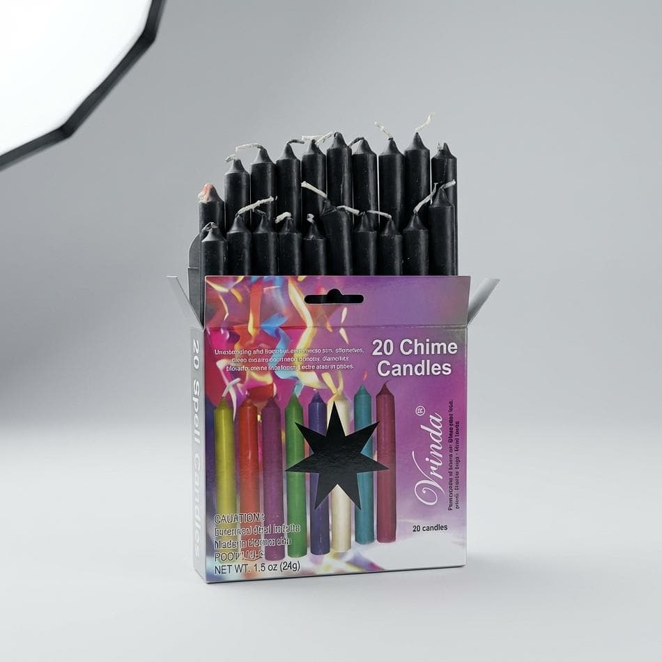 Black Chime Spell Candles, Unscented Mini Tapers, Protection & Banishing, 4 Inch, 20-Pack