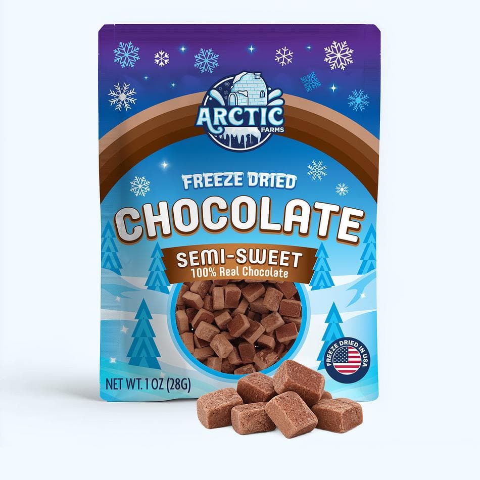 Freeze-Dried Semi-Sweet Chocolate Morsels, Real Cocoa Butter, Crunchy No-Melt Snack & Topping, Pack of 3 Resealable Bags (1 oz each)