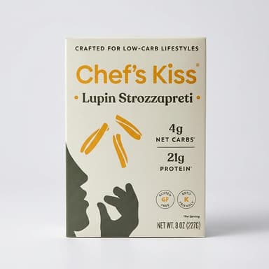 Low Carb Lupin Pasta Strozzapreti (4pack), Psyllium & Arrowroot, Keto-Friendly High Protein, 4g Net Carbs, 8 oz Box