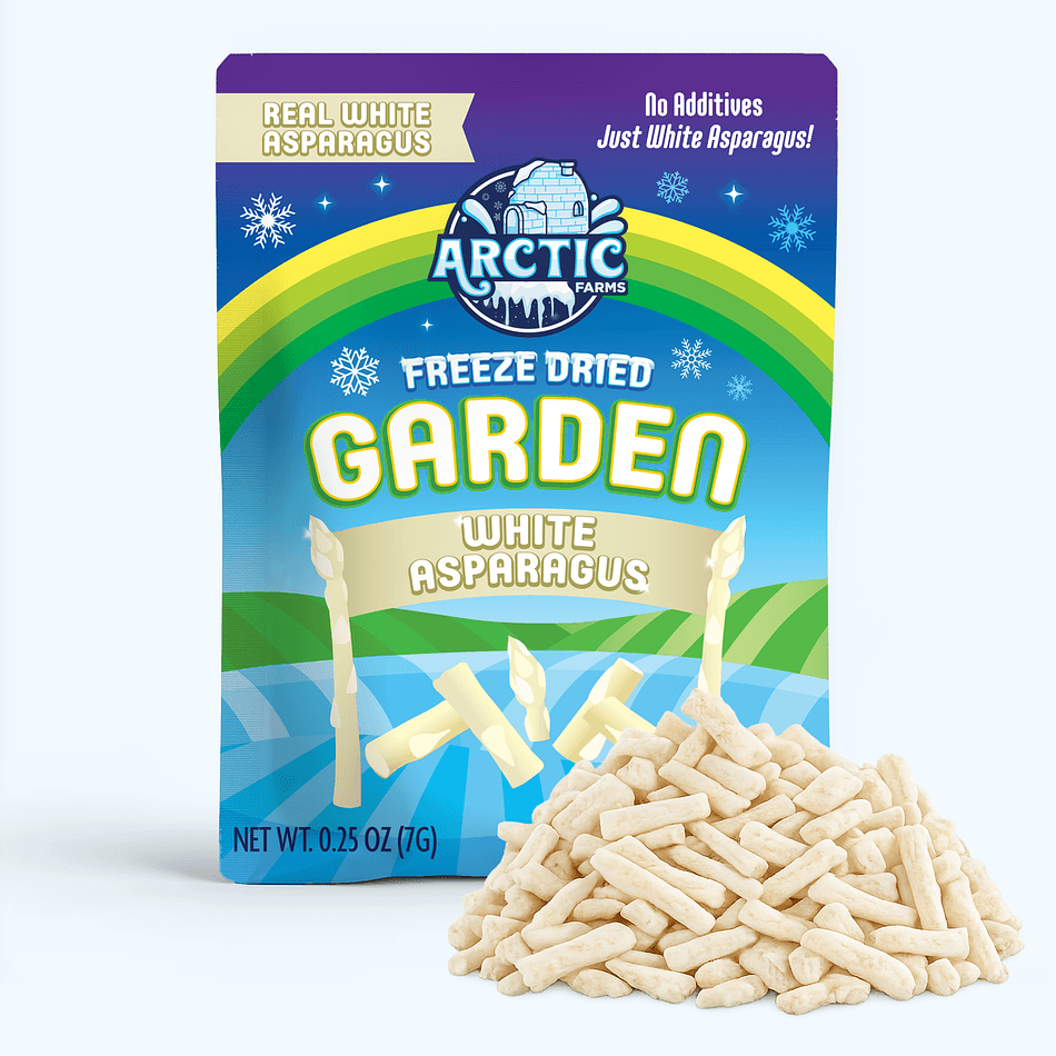Freeze-Dried White Asparagus, Mild, Tender, Single-Ingredient Vegetable Spears, Resealable Bag (0.25 oz)