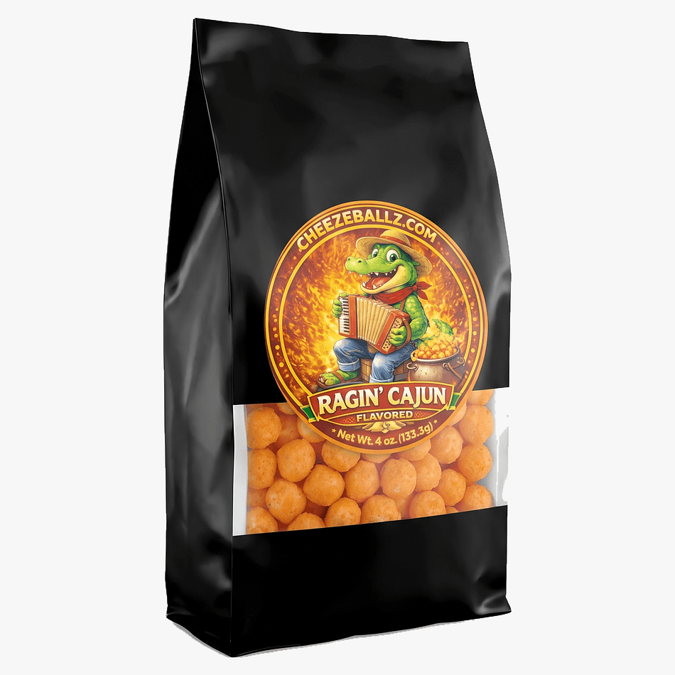 Cajun Seasoned Cheese Balls Snack, Gluten-Free Corn Puffs, Bold Spicy Crunch, Resealable Pouch, 4 oz