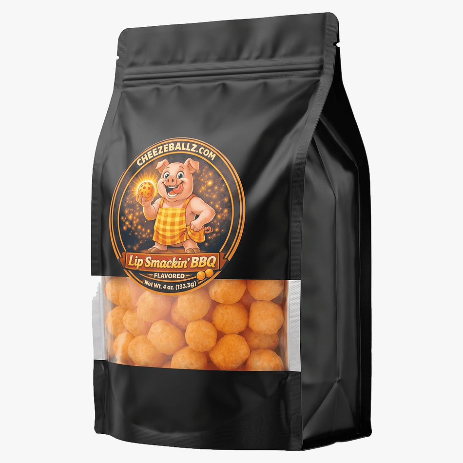 BBQ Cheese Balls Snack, Gluten-Free Cheddar Corn Puffs, Sweet & Smoky Crunch, 4 oz Resealable Pouch
