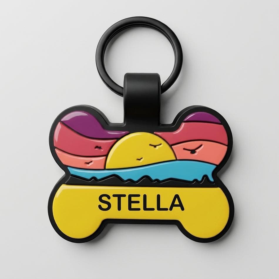 Smart QR Pet ID Tag, Premium Silicone, Waterproof & Battery-Free, GPS Found Alerts, Bone Shape, 1 Tag (Midnight)