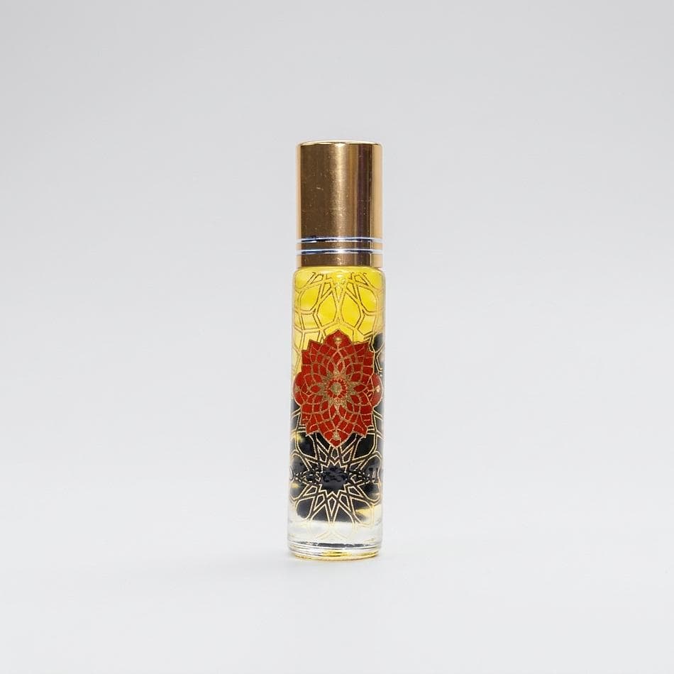 Crystal-Infused Body Roll-On, Jojoba Oil & Coconut Aroma, Grounding Tropical Scent, Obsidian Chips, 10 mL Roller