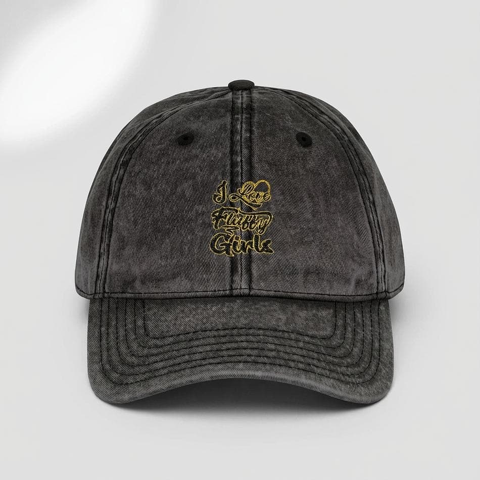 Vintage Dad Cap, Cotton Twill, Embroidered Front Motif, Washed Distressed Finish, Low Profile Unstructured 6-Panel, One Size
