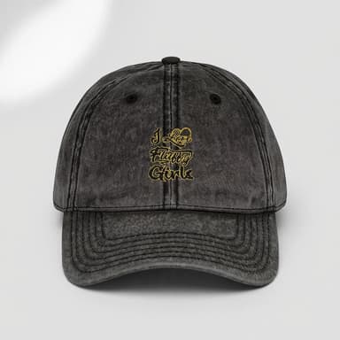 Vintage Dad Cap, Cotton Twill, Embroidered Front Motif, Washed Distressed Finish, Low Profile Unstructured 6-Panel, One Size