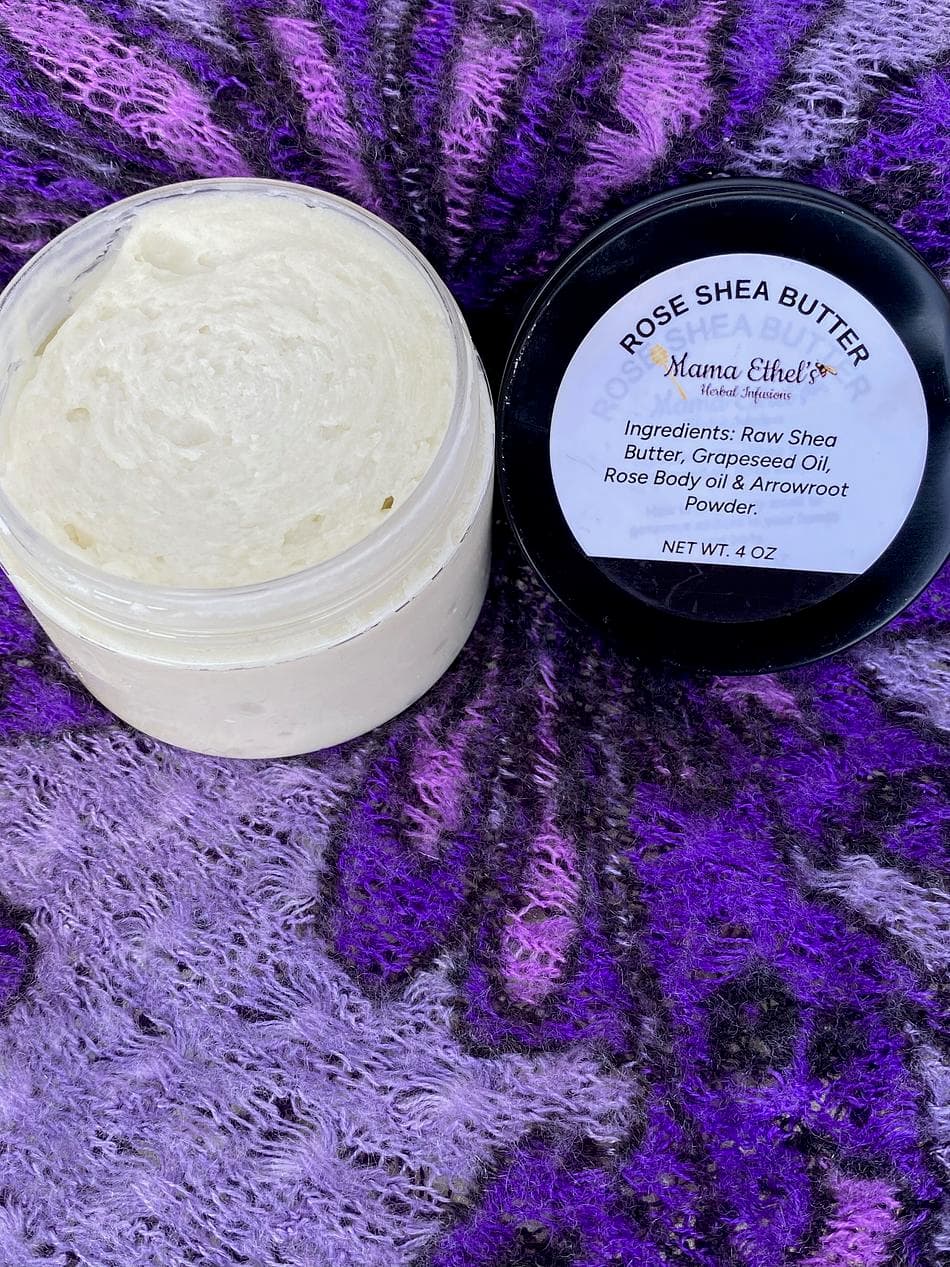 Rose Shea Body Butter, White Shea Butter & Rose, Deep Moisture for Dry Skin, 4 oz