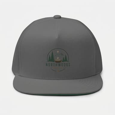 Flat Bill Snapback Cap, 100% Cotton Twill, High-Profile 5-Panel, Green Undervisor, One Size