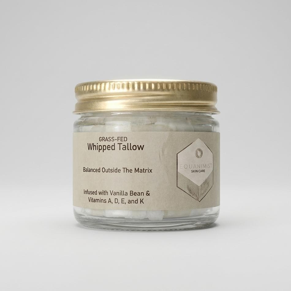 Whipped Beef Tallow Moisturizer, Grass-Fed Tallow & Vanilla, Deep Hydration & Barrier Support, Balm-Cream Jar