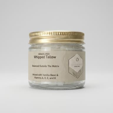 Whipped Beef Tallow Moisturizer, Grass-Fed Tallow & Vanilla, Deep Hydration & Barrier Support, Balm-Cream Jar
