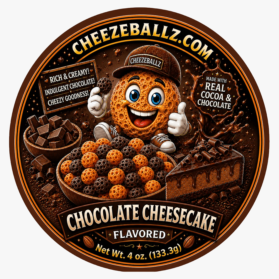 Chocolate Cheesecake Flavored Cheese Puffs, Sweet & Salty Crunch, Gluten-Free Corn Puffs, 4 oz Resealable Pouch
